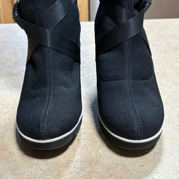 Gadea Black Stretch Sock Buckle Boots Leather Heels Made In Spain 37 Extralight - Picture 13 of 15